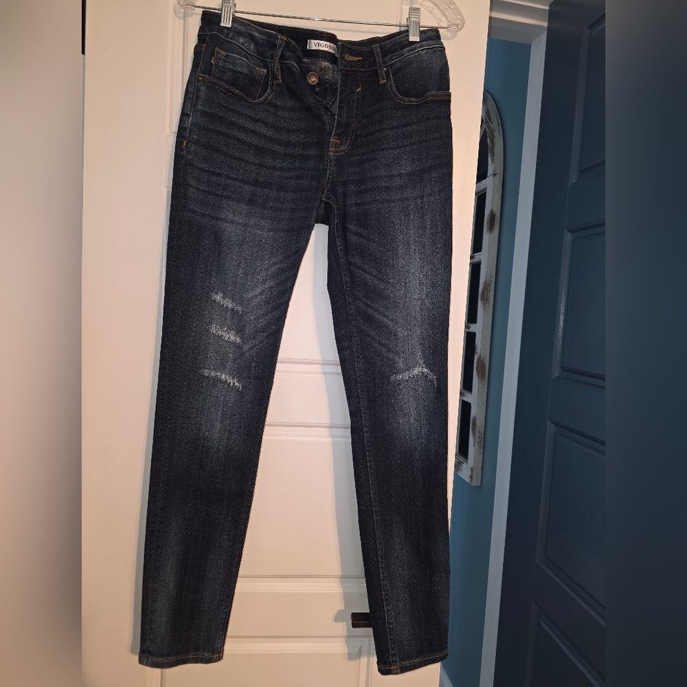 Dark Wash Distressed Women's Jeans